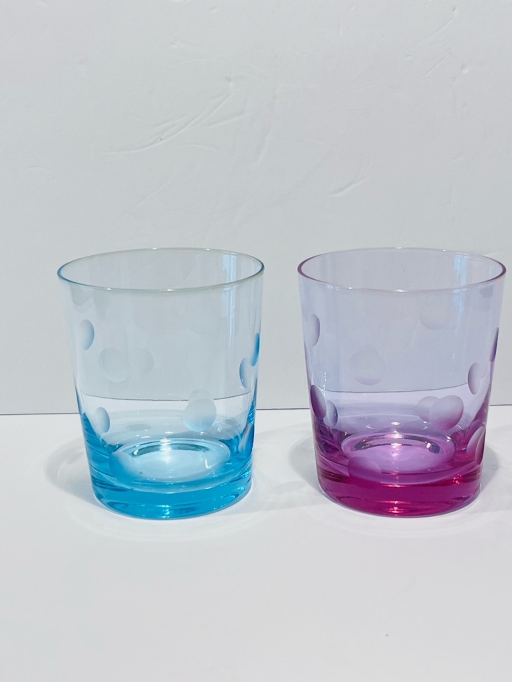 Marquis by Waterford Pink Polka Dots Double Old Fashioned Crystal Glass 4.25”
